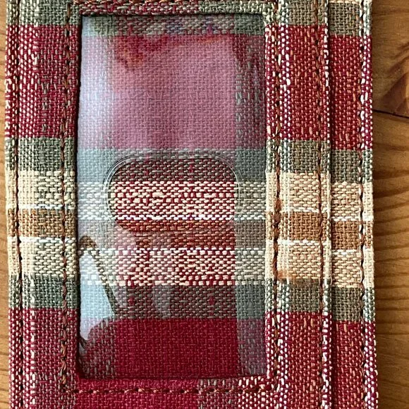 LONGABERGER WALLET 3 folded Brown Leather/Textil Zip/Magnet - Picture 6 of 9